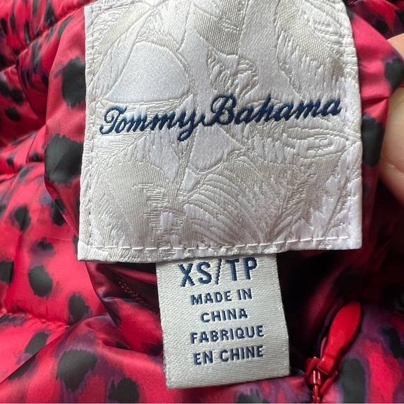 TOMMY BAHAMA Womens Reversible Puffer Jacket Red / Leopard Size Extra Small NWOT - Picture 7 of 14